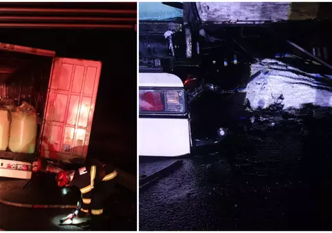 Un TIR încărcat cu 24 de tone de uree granulată a ars ca o torță pe A3. Traficul în zonă a fost blocat