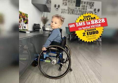 În lupta cu amiotrofia spinală care i-a „topit” mușchii, Victor are nevoie de 2.100.000 de dolari. Băiatul de 1 an și 11 luni nu a mers niciodată și își privește copilăria din scaunul cu rotile