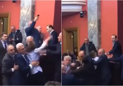 Parlamentarii din Georgia s-au luat la bătaie din cauza unei legi „de inspirație rusă” | VIDEO