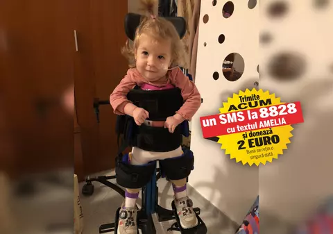 Amelia are nevoie de 2.100.000 de dolari pentru un tratament genetic adus din SUA. Fetița de nici doi ani suferă de amiotrofie spinală musculară