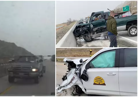 Momentul când un polițist intră intenționat cu mașina într-o camionetă care circula pe contrasens, pe o autostradă din Statele Unite | VIDEO