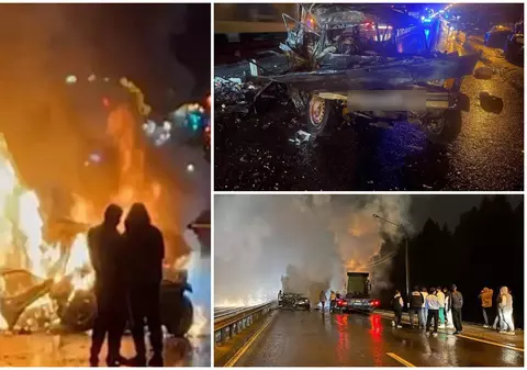 Accident teribil pe autostrada Kiev, de lângă Moscova. Un camion a lovit șase mașini, una a luat foc și o familie cu doi copii a murit