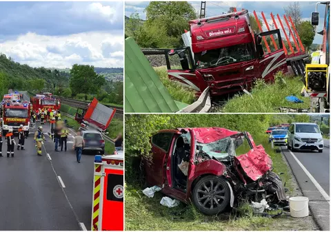 Un copil de 9 ani a văzut din cabină cum o mașină intră direct în camionul condus de tatăl lui și e pulverizată pe șosea, în Germania