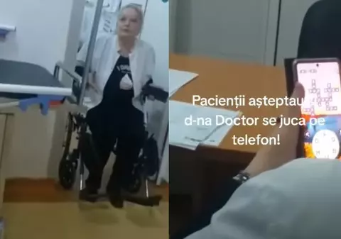 Medic din Huși, surprins în timp ce se juca pe telefon, iar pacienții stăteau la ușă: „Poți să aștepți și trei ore"