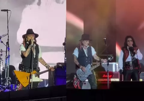Momentul neașteptat de la concertul lui Johnny Depp din România. Cu cine s-a fotografiat în culise actorul