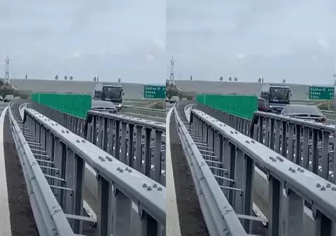 Un autocar cu zeci de pasageri a mers un kilometru cu spatele pe banda de urgenţă a autostrăzii A1. Ce a pățit șoferul