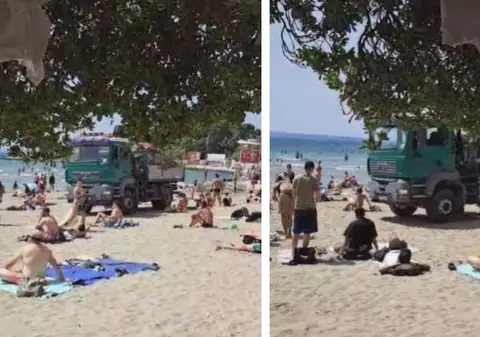 Turiști speriați, după ce un camion a făcut mai multe ture pe plaja din Split - VIDE0