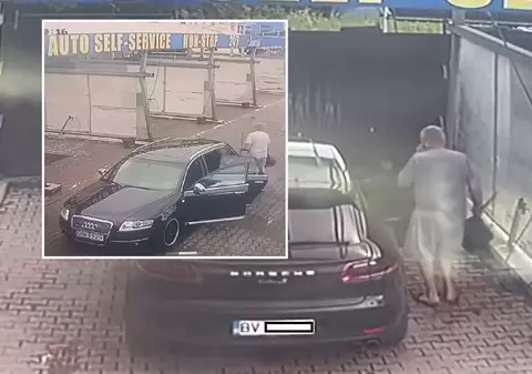 Șoferul cu Porsche filmat când fura o găleată și un mop dintr-o spălătorie din Brașov le-a dus înapoi cu un Audi | VIDEO