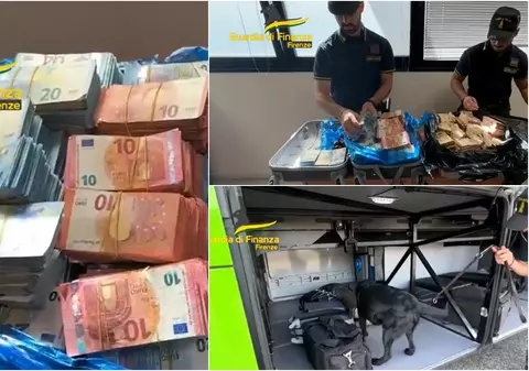 În geamantanele unei femei care călătorea cu autocarul, în Italia, un câine polițist a găsit mai mult de un milion de euro