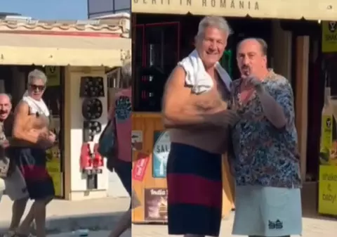 Dan Bittman, întâlnire neașteptată cu Romică Țociu pe litoralul românesc. Cum a reacționat artistul când actorul i-a sărit în spate