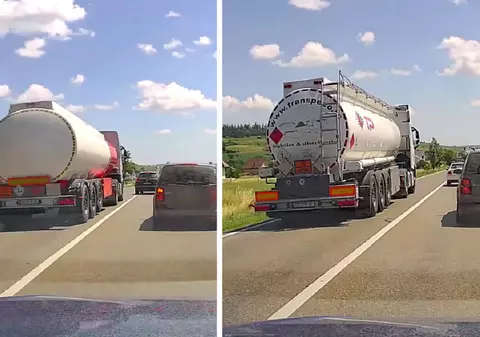 Doi camionagii ucraineni au rămas fără permis la 18 zile după ce au fost filmați depășind coloana de mașini pe linie continuă, la Dărmănești, în Suceava