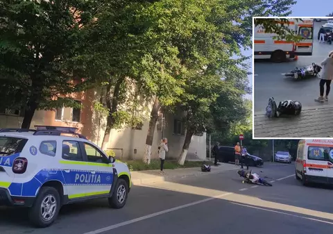 Două eleve care se duceau la liceu pe motocicletă au fost lovite de o mașină, în Vaslui. Șoferul nu le-a dat prioritate