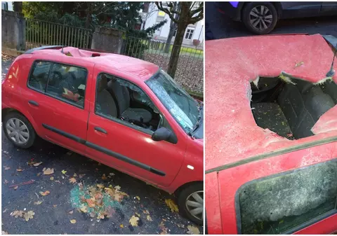 Gaură de 50 de centimetri în plafonul unei mașini din Strasbourg. Poliția crede că a căzut un meteorit