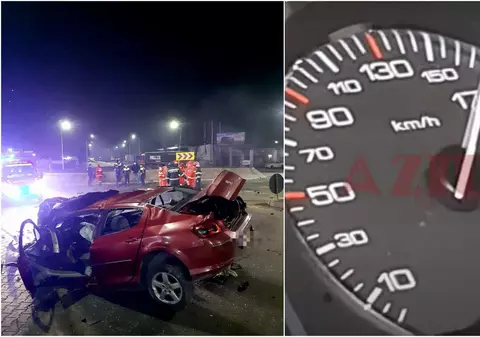 Momentul în care un șofer din Constanța intră cu 170 km/h în sensul giratoriu. Tânărul a murit pe loc. VIDEO