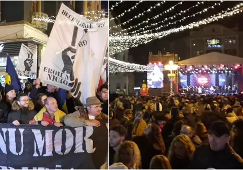Sute de oameni la Marșul Eroilor din Timișoara, organizat în memoria celor căzuți la Revoluție. Momentul de reculegere, bruiat de un spectacol