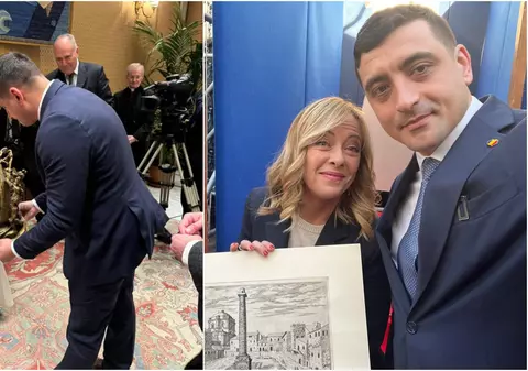 Prezent la Roma la o reuniune a suveraniștilor europeni, George Simion s-a întâlnit cu Papa Francisc, la Vatican, și i-a dăruit o sculptură