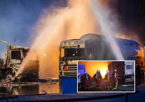 Explozii lângă Berlin, unde cinci cisterne pline cu gaz lichefiat au luat foc, într-o parcare