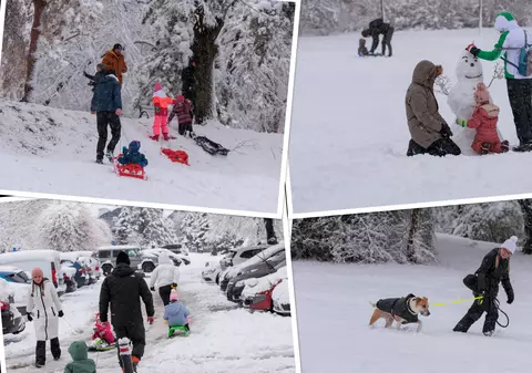 FOTO. Zăpada din București i-a scos din case pe cei mici. Parcurile au fost pline în jurul prânzului