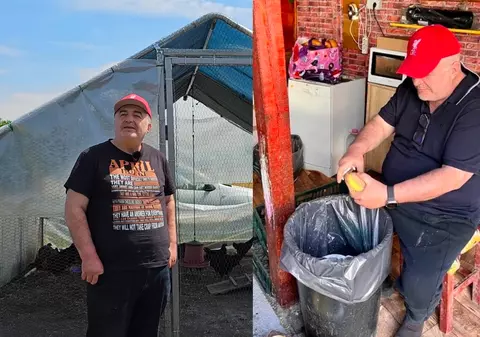 Imagini cu gospodăria lui Florin Călinescu de la Buftea. Are găini, porci, bibilici, dar și o grădină cu legume și o livadă