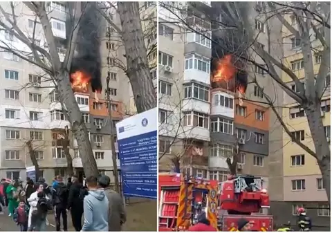 Incendiu violent într-un bloc din Oltenița. 30 de persoane au fost evacuate