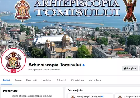 Pagina de Facebook a Arhiepiscopiei Tomisului, atacată: Contul nu mai este administrat de reprezentanţii instituţiei
