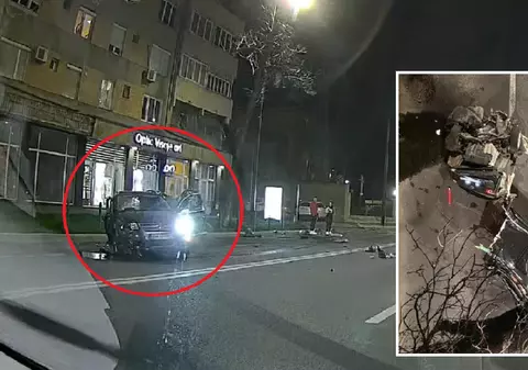 Șofer de 19 ani, filmat când coboară nevătămat dintr-o mașină ruptă în două, pe un bulevard din Oradea | VIDEO