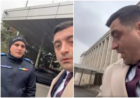 George Simion s-a plimbat prin curtea Guvernului și i-a apostrofat pe jandarmii care au venit după el: „Nu mai bine îți vezi de treaba ta? Nebuni la cap”