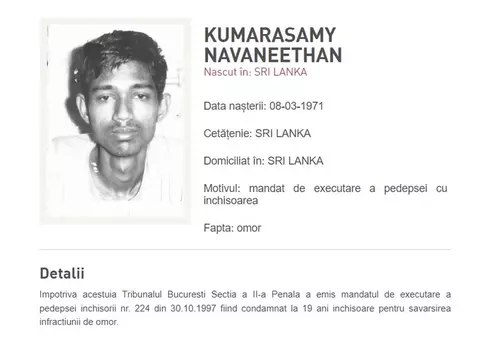 Srilankezul care a omorât un străin la București în 1991 și a fugit din țară, adus după 33 de ani în România