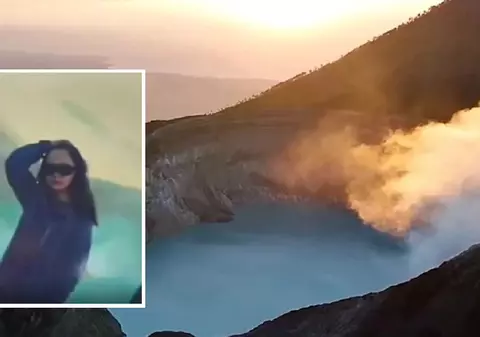 O turistă a căzut 76 de metri într-un vulcan activ din Indonezia, în timp ce soțul ei o fotografia