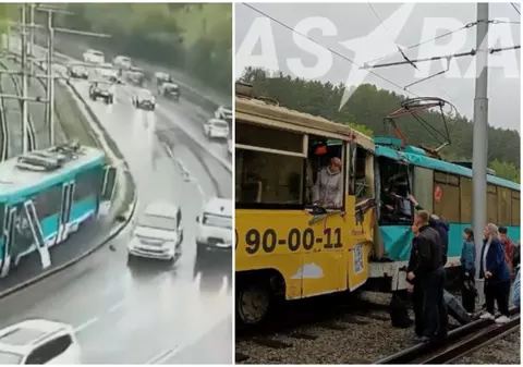 Un tramvai scăpat de sub control a aruncat într-o curbă pasageri în fața mașinilor, apoi s-a ciocnit de alt tramvai, în Rusia. Un mort și peste 90 de răniți