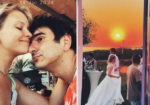 Actorul Alex Bogdan și Cătălina s-au căsătorit religios la malul mării. Mirele s-a deghizat în Elvis Presley și a interpretat melodii celebre