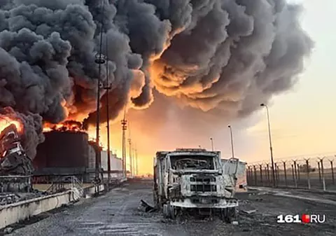 Un depozit de petrol din regiunea Rostov lovit de ucraineni arde de șase zile și focul a ajuns la casele din oraș