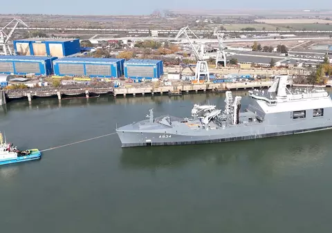 Pe șantierul naval din Galați a fost construită o navă pentru Marina olandeză. Are 180 de metri lungime