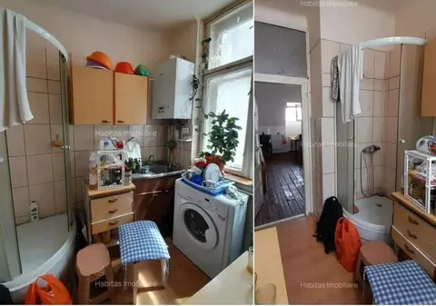 O garsonieră din Cluj, de 23 mp, cu dușul în bucătărie, este scoasă la vânzare cu 125.000 de euro
