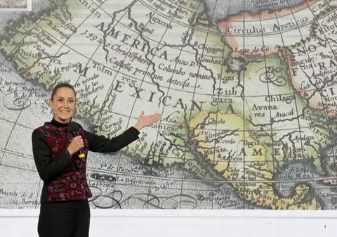 Președinta Mexicului îi răspunde lui Donald Trump arătându-i o hartă veche: „America mexicană sună bine”