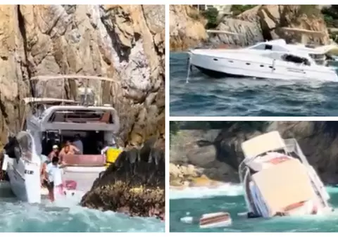 Momentul în care un iaht de lux cu turiști s-a izbit de stânci și s-a scufundat în Acapulco, Mexic | VIDEO