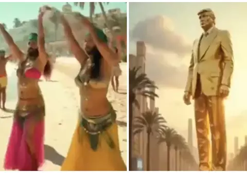 Donald Trump a publicat un videoclip în care apar femei cu barbă, Elon Musk aruncând cu bani și statui de aur cu el însuși: „Trump Gaza number one”