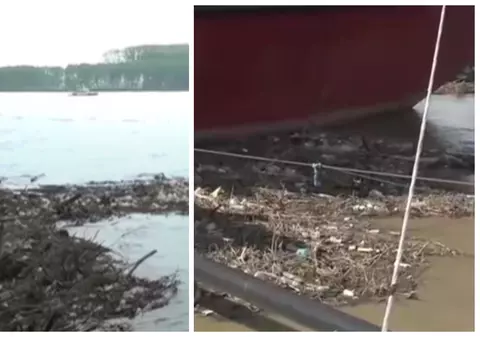 Tone de gunoaie, inclusiv ambalaje din plastic și crengi, au fost aduse de viituri, la Galați, spre disperarea localnicilor