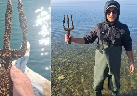 A găsit „sulița zeului Poseidon” într-un lac din Turcia. Ce spun arheologii despre descoperirea bizară făcută de un pescar