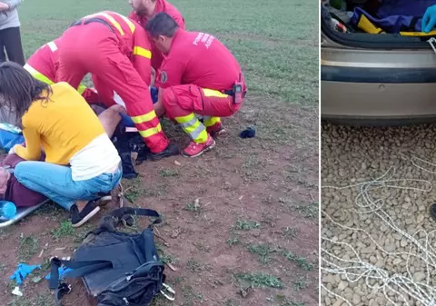 Un bărbat din Brașov care se dădea cu parapanta, tras de propria mașină, a pierdut controlul în aer și a căzut de la 6 metri înălțime