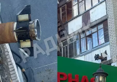 Fragment de rachetă înfipt în balconul unui apartament din apropierea Moscovei, după atacul ucrainean cu drone de noaptea trecută | VIDEO