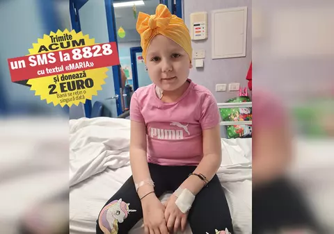 Pentru a lupta cu leucemia, Maria are nevoie de 60.000 de euro. Fetița în vârstă de 5 ani este internată într-un spital din Italia unde trebuie să stea cel puțin un an