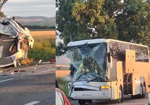 Un autocar cu 60 de ucraineni, implicat într-un accident cu un microbuz pe E85/DN2. Un om a murit, alți 5 au ajuns la spital