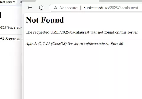 Eroare 404 pe site-ul Subiecte.edu.ro la publicarea baremelor de Bac 2025
