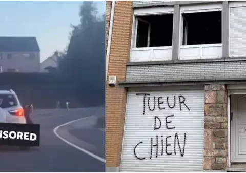 Mulțime furioasă incendiază casa unui bărbat care și-a chinuit câinele, trăgându-l cu mașina mai mulți kilometri I VIDEO