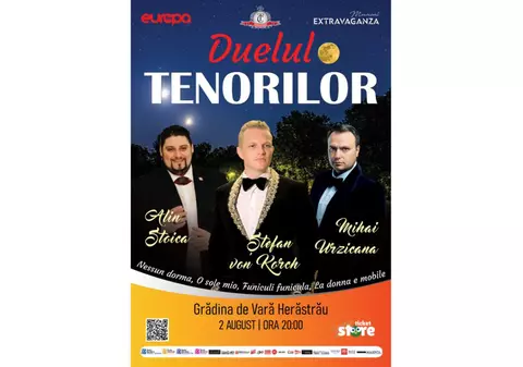 Duelul Tenorilor – ediţie de vară în aer liber cu Ştefan von Korch, Alin Stoica şi Mihai Urzicana pe 2 august la Grădina de Vară Herăstrău