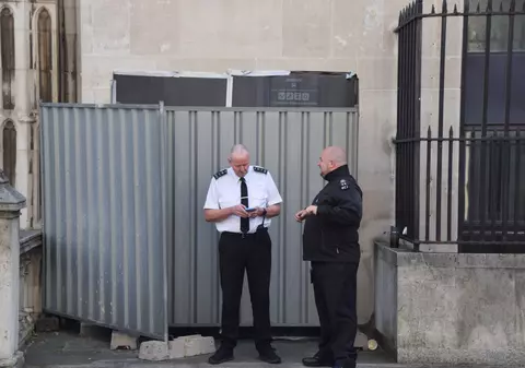 Nouă lucrare Banksy din Londra, păzită cu poliția și încadrată de garduri