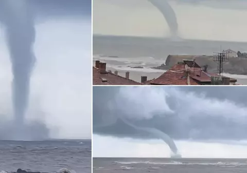 Trombă uriașă filmată în Marea Neagră. Stațiunea bulgărească Elenite, sub ape după potopul din ultimele zile