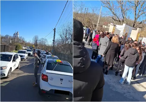 Aproape 100 de șoferi de taxi au venit din Pitești la înmormântarea colegului lor ucis de un client, în Mioveni | VIDEO