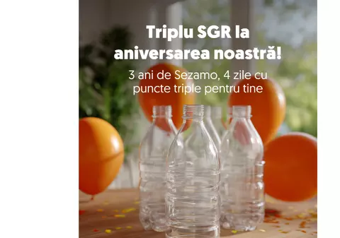 Triplu SGR și reduceri de până la 70%! Supermarketul online Sezamo face cinste la aniversarea a trei ani